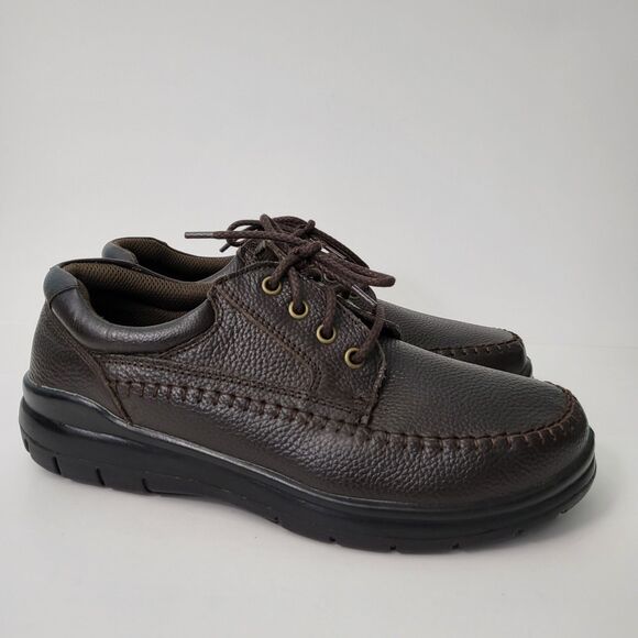 WONDERLITE Lou Shoes Mens 9.5 W Wide Width Brown Leather Casual Oxford Comfort - Picture 1 of 10